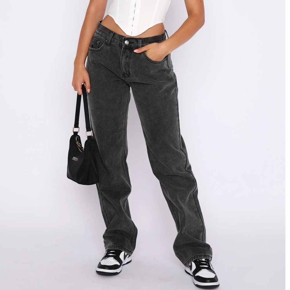 White Fox Boutique Straight Leg Jeans Acid Black Medium